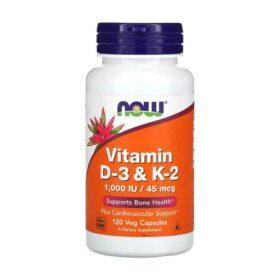 Now Foods, Vitamin D-3 and K-2, 120 Vegetarian Capsules