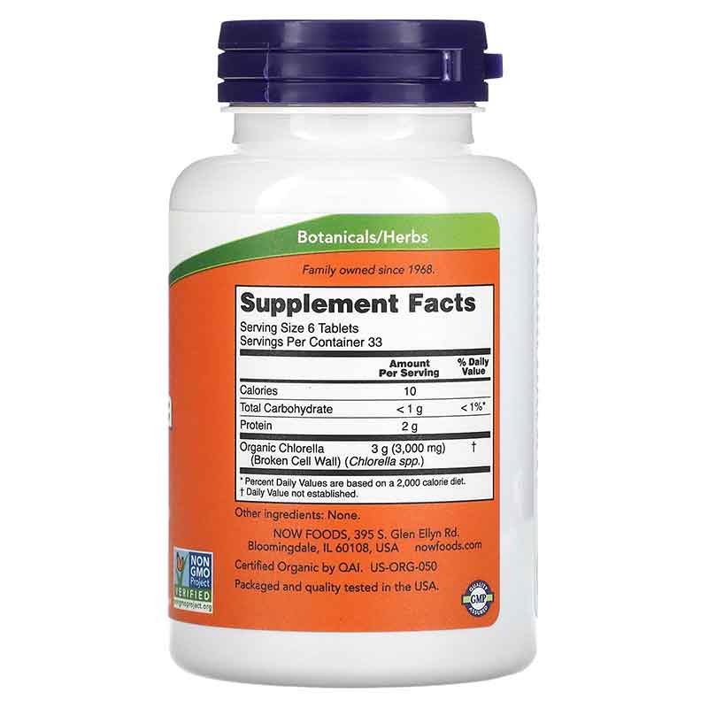 NOW Foods, Certified Organic Chlorella, 500 mg, 200 Tablets - Image 2