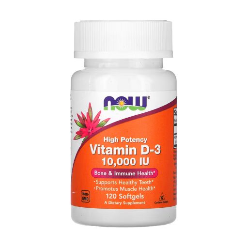 Vitamin D3, High Potency, 10,000 IU, 120 Softgels, NOW Foods