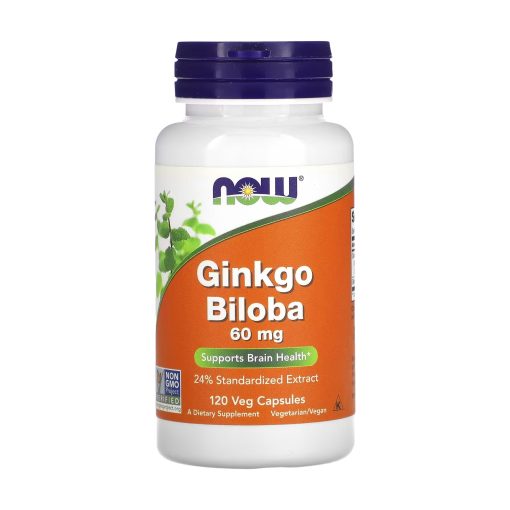 Ginkgo Biloba, 60 mg, 120 Vegetarian Capsules, NOW Foods