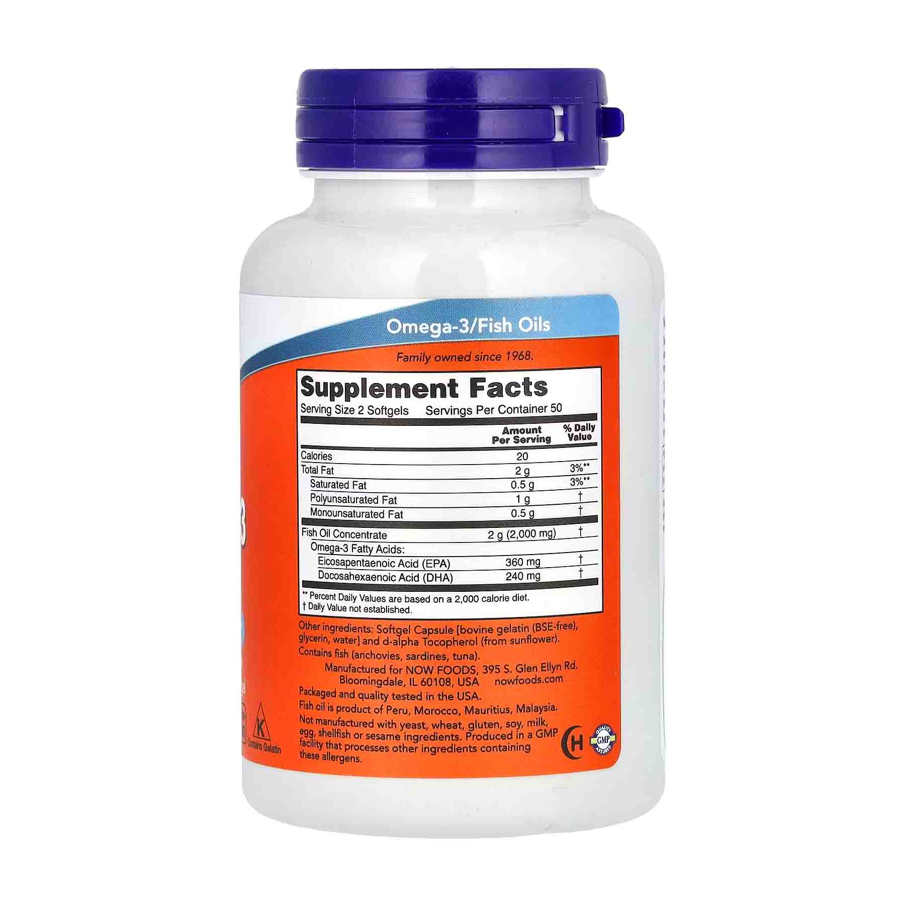 NOW Foods, Omega-3 Rich Fish Oil, (1000 mg per Softgel) - Image 4