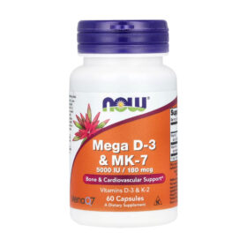 Mega D-3 and K2 - MK-7, 5000 IU/180 mcg, NOW Foods