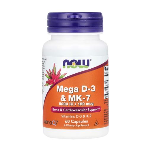 Mega D-3 and K2 - MK-7, 5000 IU/180 mcg, NOW Foods