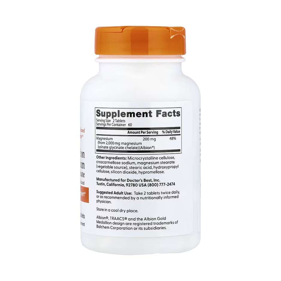 Doctor's Best, High Absorption Magnesium, 100 mg, 120 Tablets - Image 2