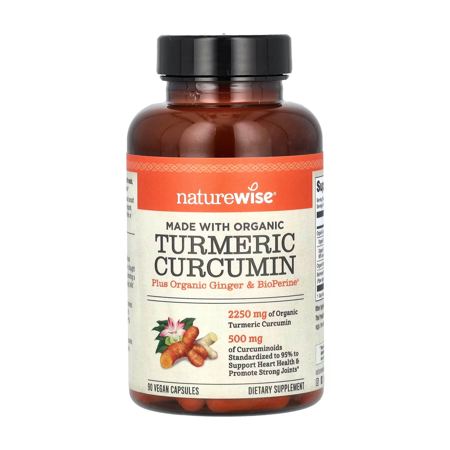 Organic Turmeric Curcumin, 90 Vegan Capsules, NatureWise