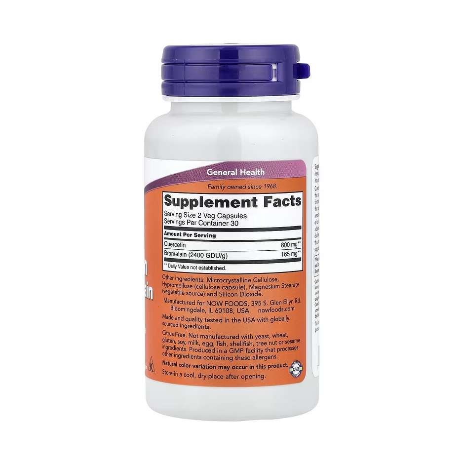 NOW Foods, Quercetin with Bromelain, 60 Veg Capsules - Image 2