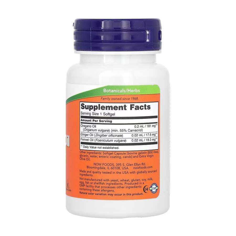 NOW Foods Oregano Oil – 90 Softgels - Image 2