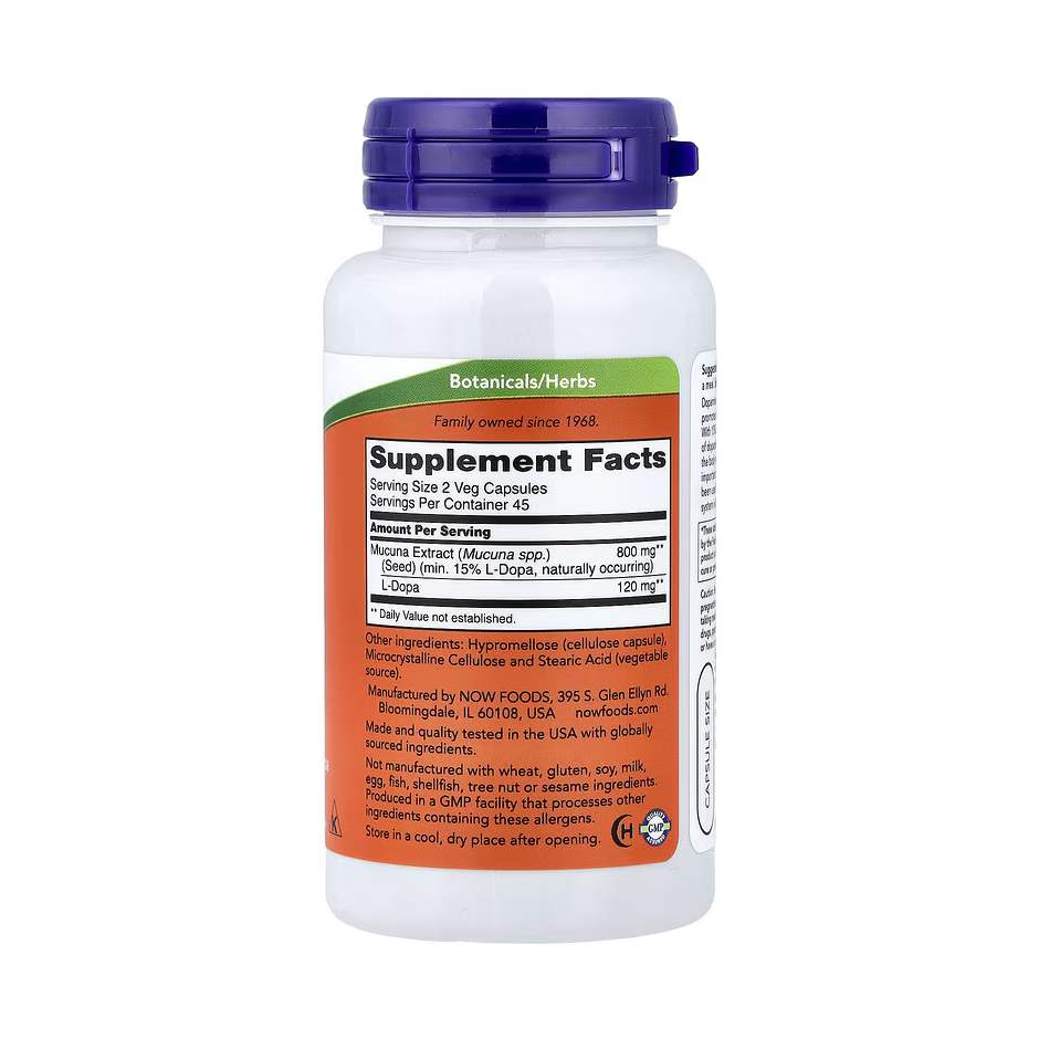 NOW Foods Dopa Mucuna, 90 Veg Capsules - Image 2
