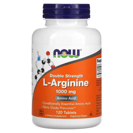 L-Arginine, Double Strength, 1,000 mg, 120 Tablets — NOW Foods