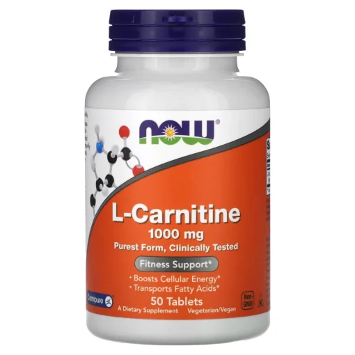 L-Carnitine, 1,000 mg, 50 Tablets — NOW Foods