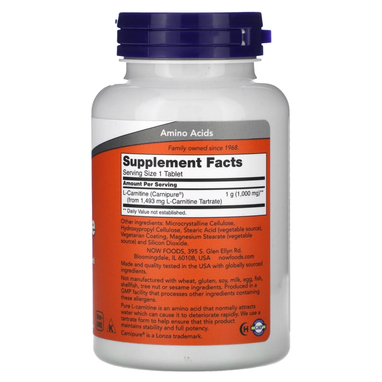 L-Carnitine, 1,000 mg, 50 Tablets — NOW Foods