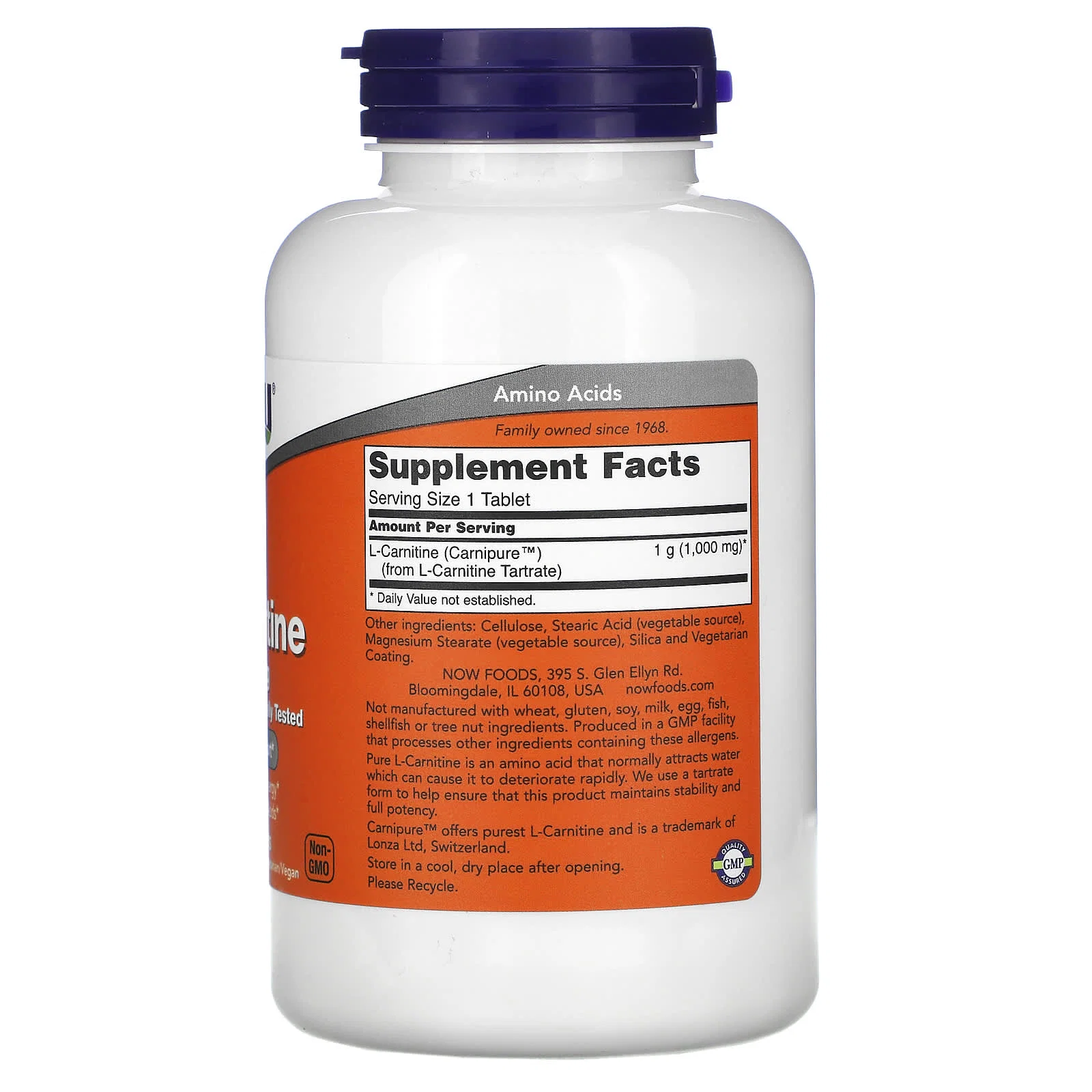 L-Carnitine, 1000 mg, 100 Tablets — NOW Foods