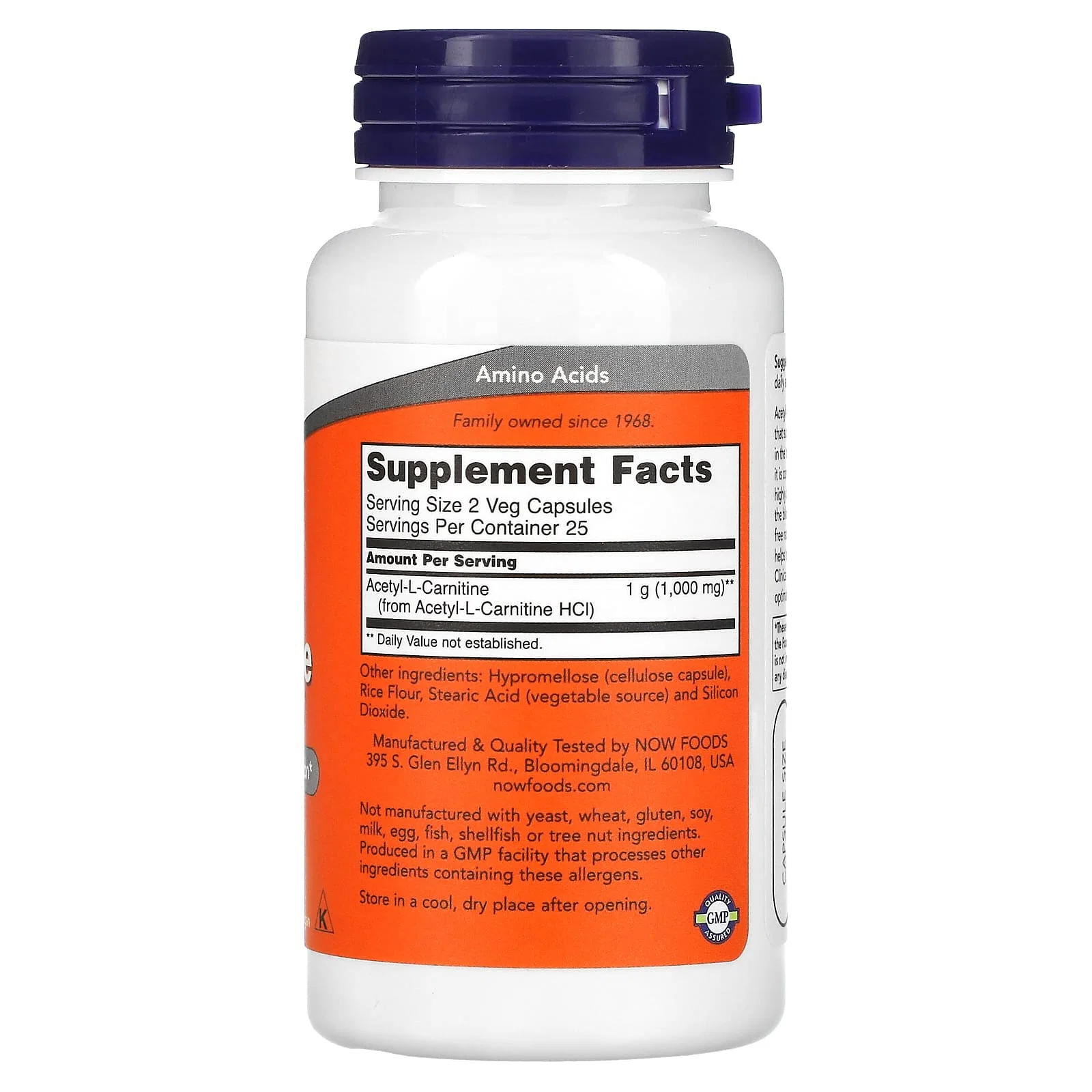Acetyl-L- Carnitine, 500 mg, 50 Veg Capsules — NOW Foods