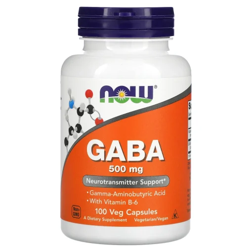 GABA with Vitamin B-6, 500 mg, 100 Veg Capsules — NOW Foods