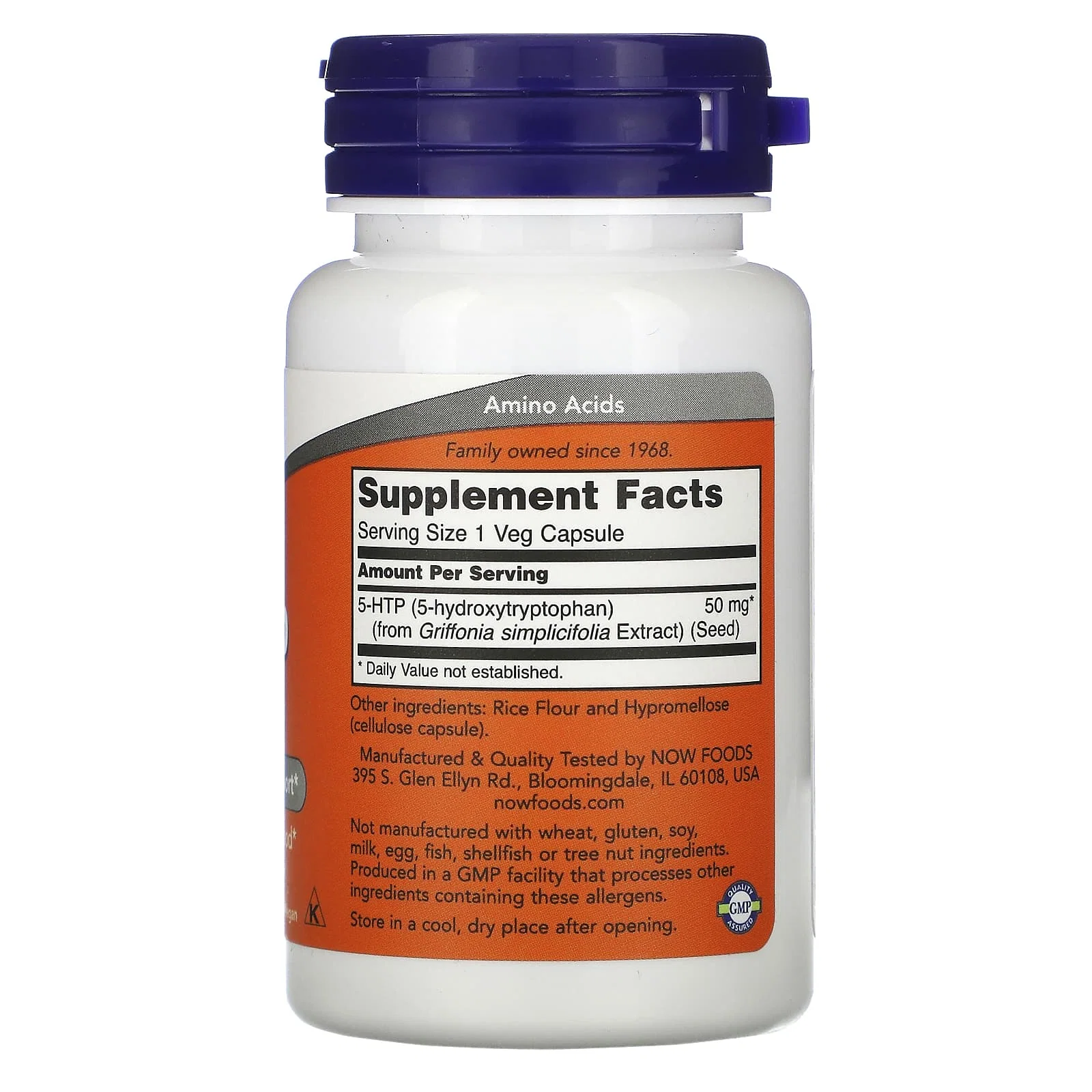 5-HTP, 50 mg, 30 Veg Capsules — NOW Foods