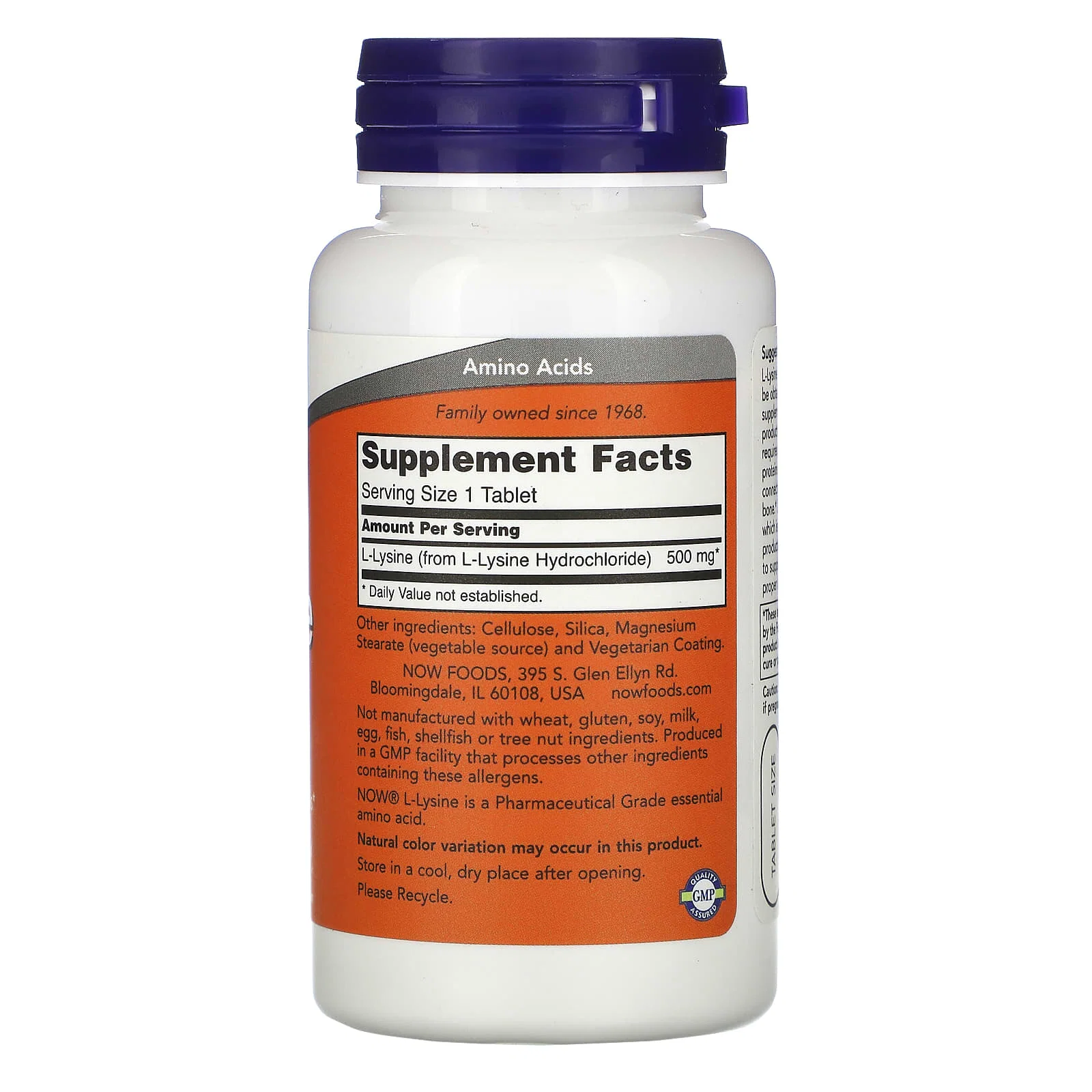 L-Lysine, 500 mg, 100 Tablets — NOW Foods