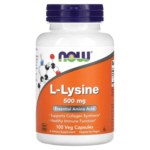 L-Lysine, 500 mg, 100 Veg Capsules — NOW Foods