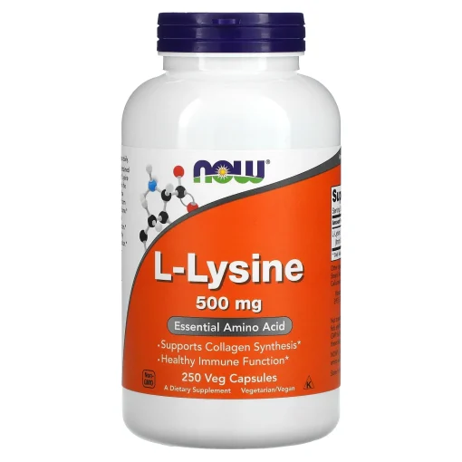 L-Lysine, 500 mg, 250 Veg Capsules — NOW Foods