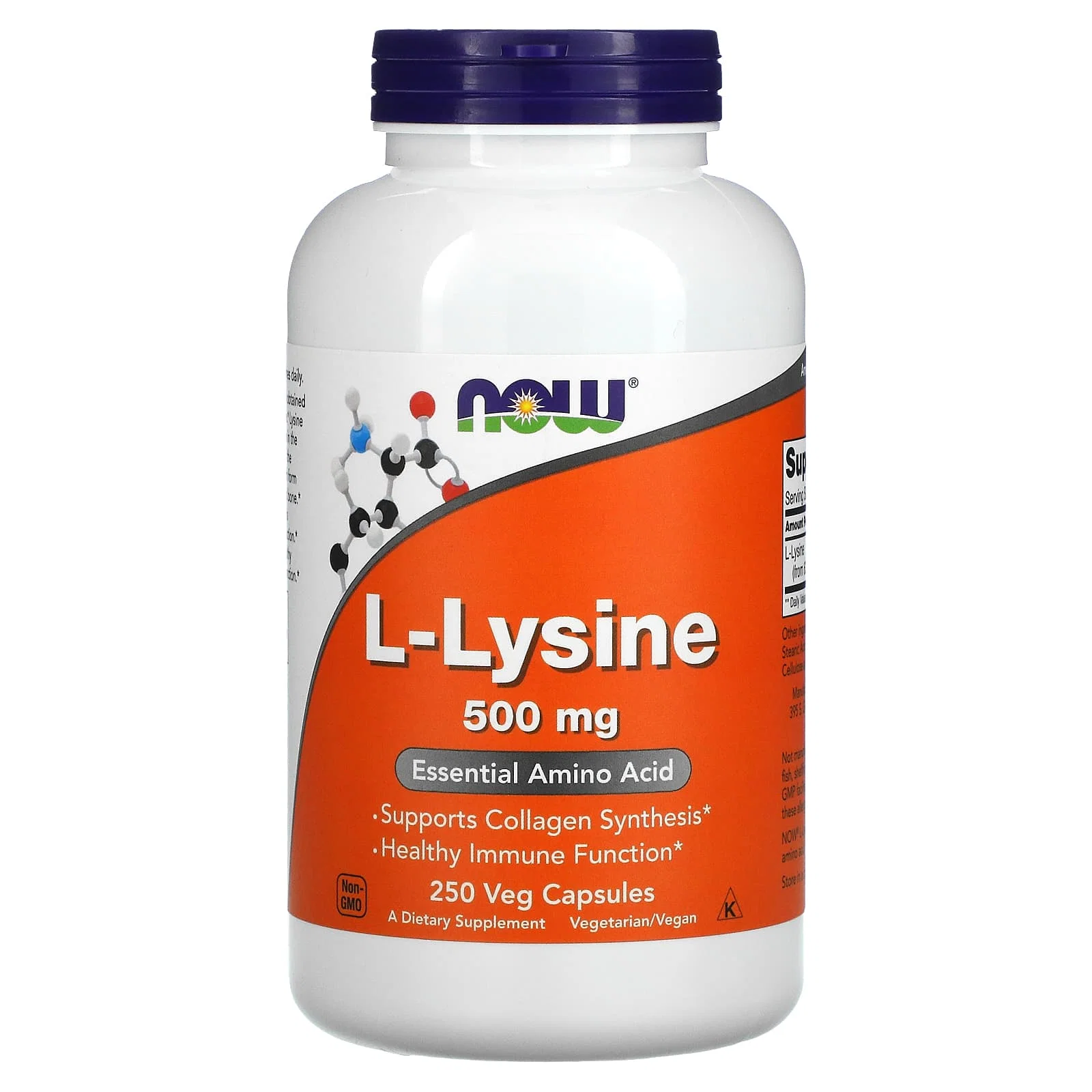 L-Lysine, 500 mg, 250 Veg Capsules — NOW Foods