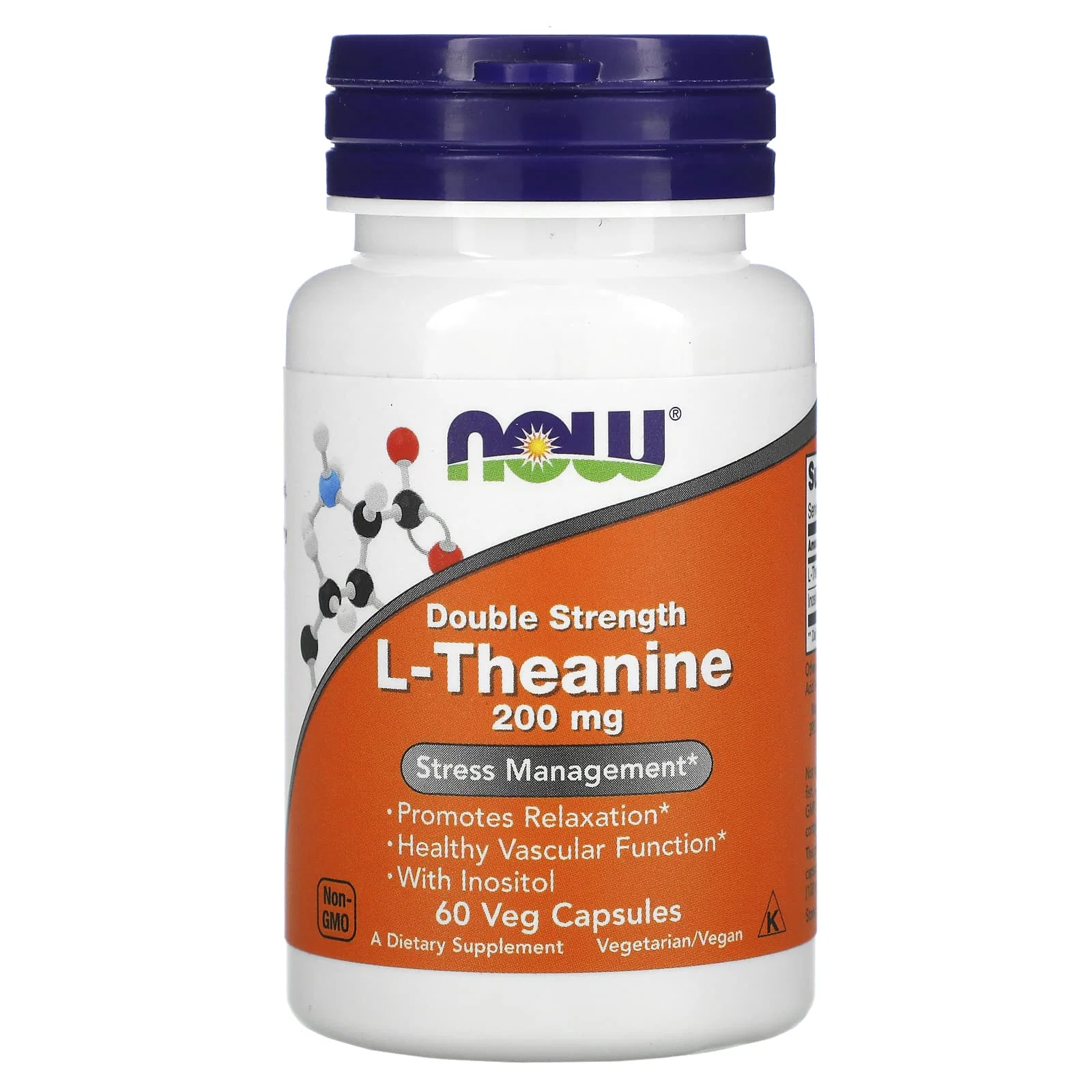 L-Theanine, Double Strength, 200 mg, 60 Veg Capsules — NOW Foods
