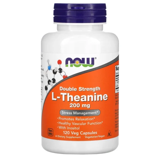 Double Strength L-Theanine, 200 mg, 120 Veg Capsules — NOW Foods