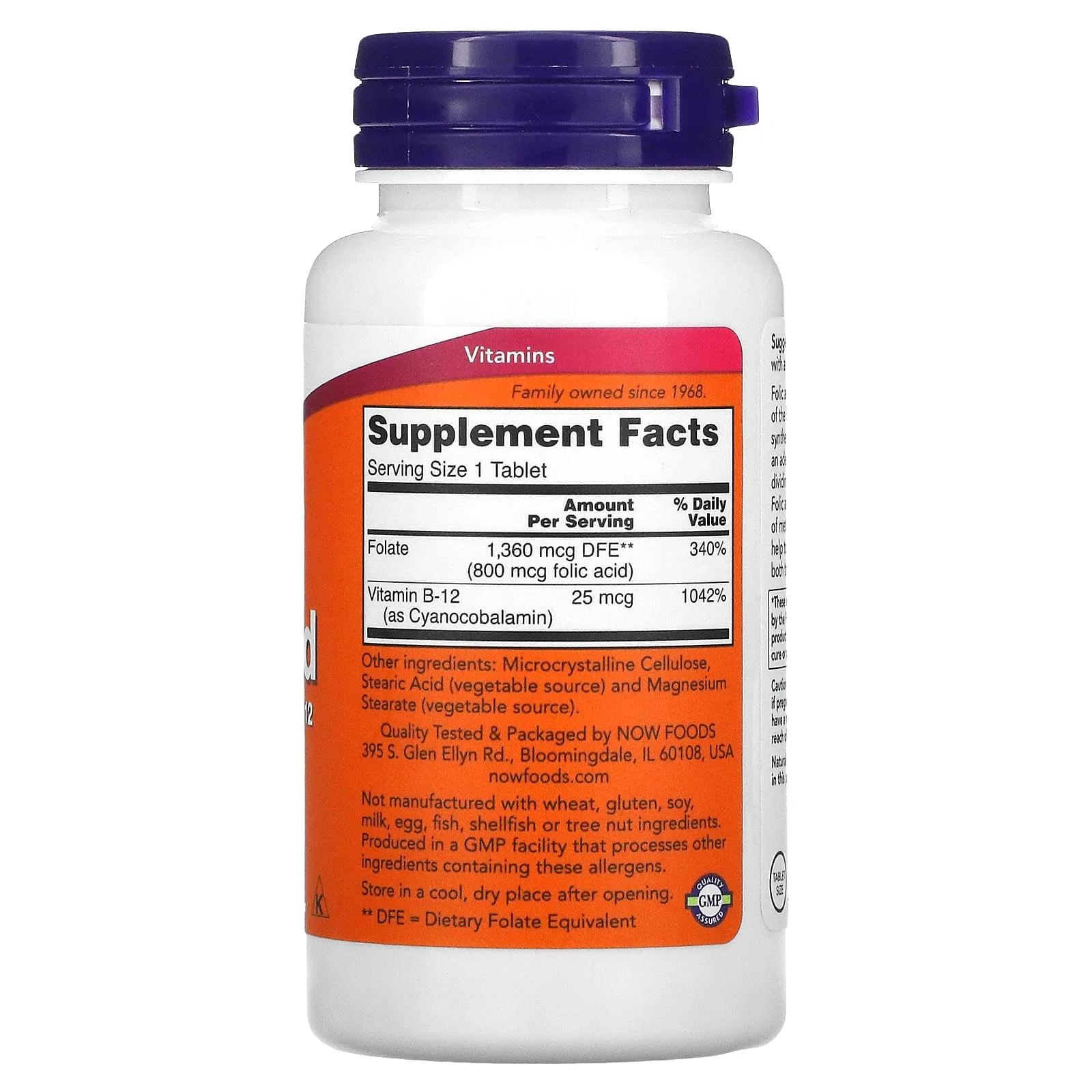 Folic Acid, 800 mcg, 250 Tablets — NOW Foods