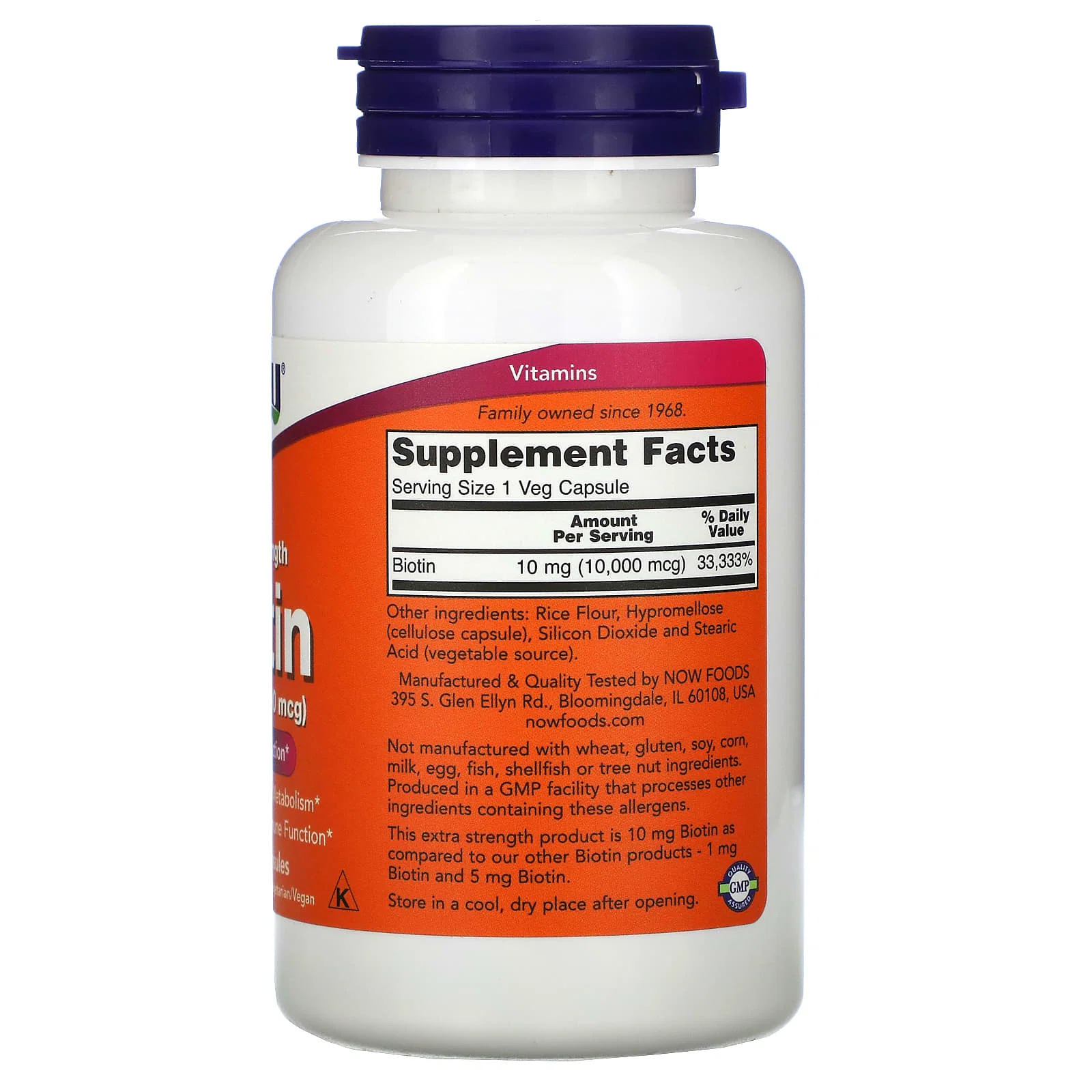 Extra Strength Biotin, 10 mg (10,000 mcg), 120 Veg Capsules — NOW Foods