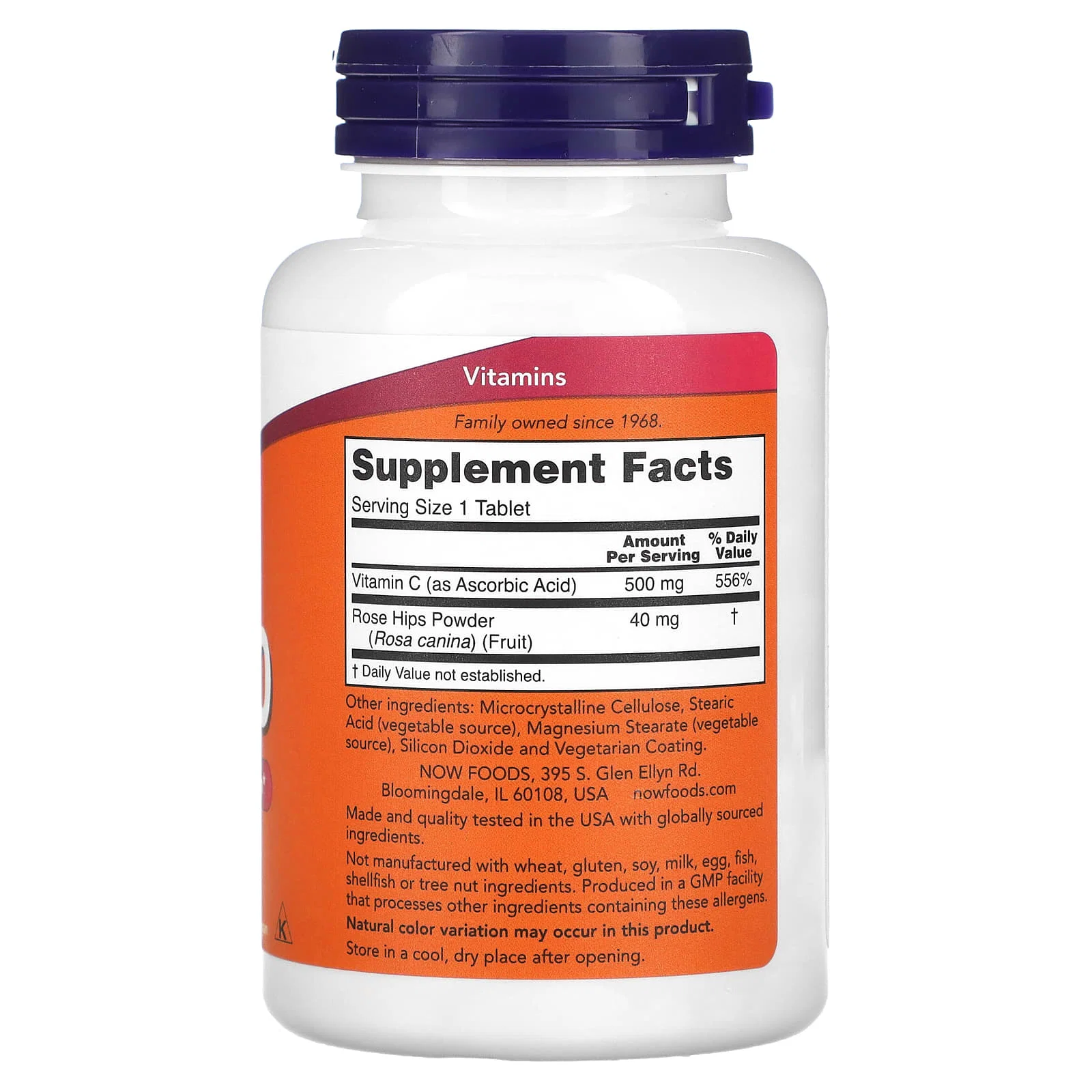 C-500 With Rose Hips, 250 Tablets — NOW Foods