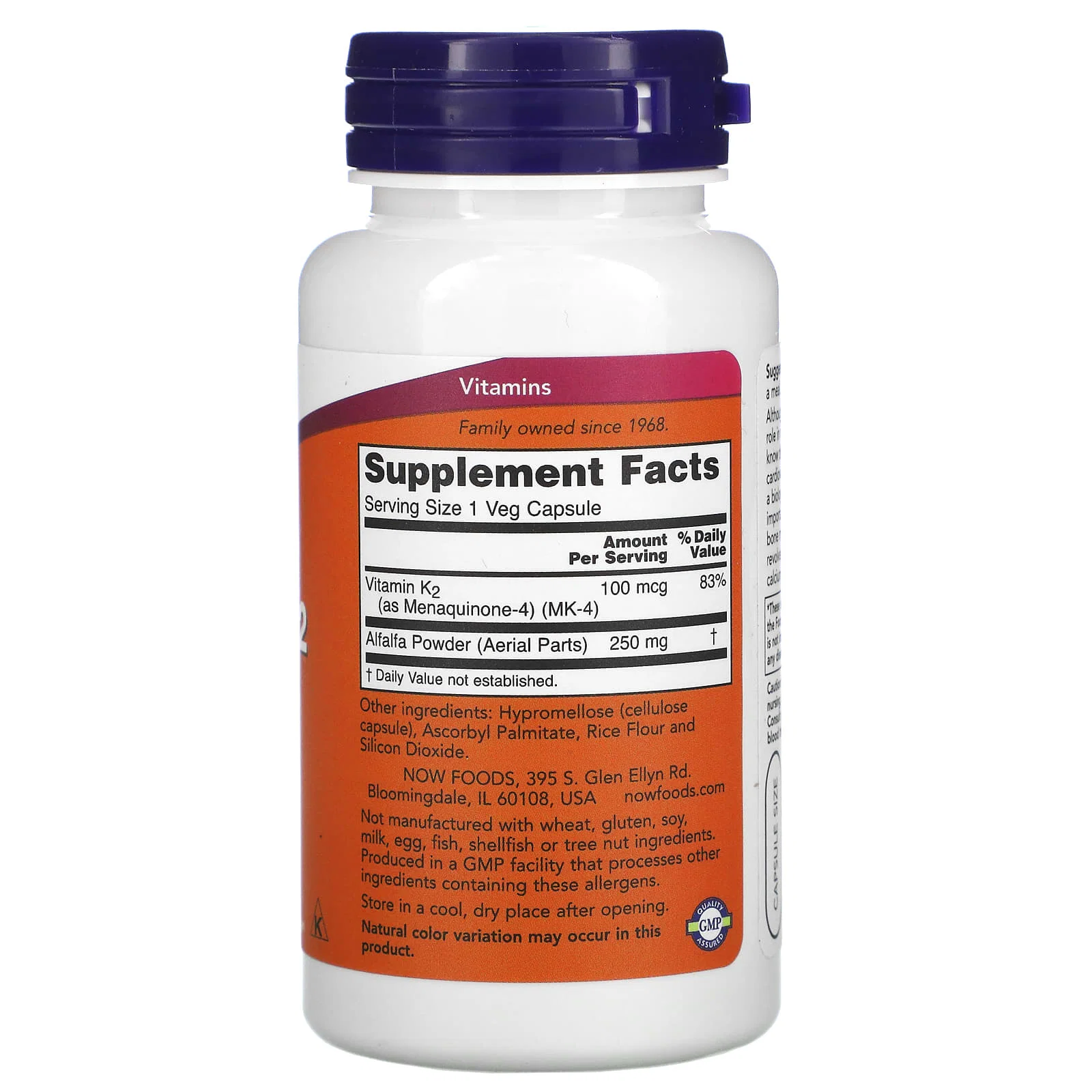 Vitamin K-2, 100 mcg, 100 Veg Capsules — NOW Foods