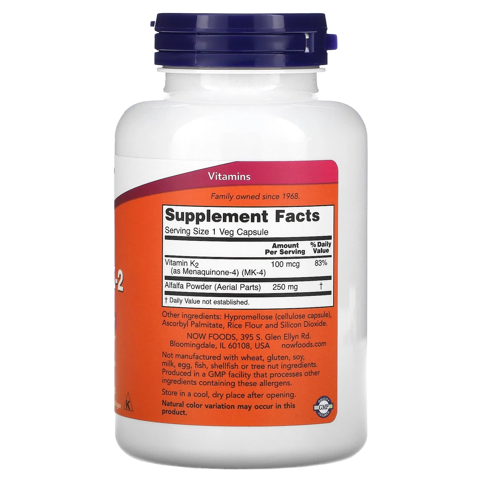 Vitamin K-2, 100 mcg, 250 Veg Capsules — NOW Foods