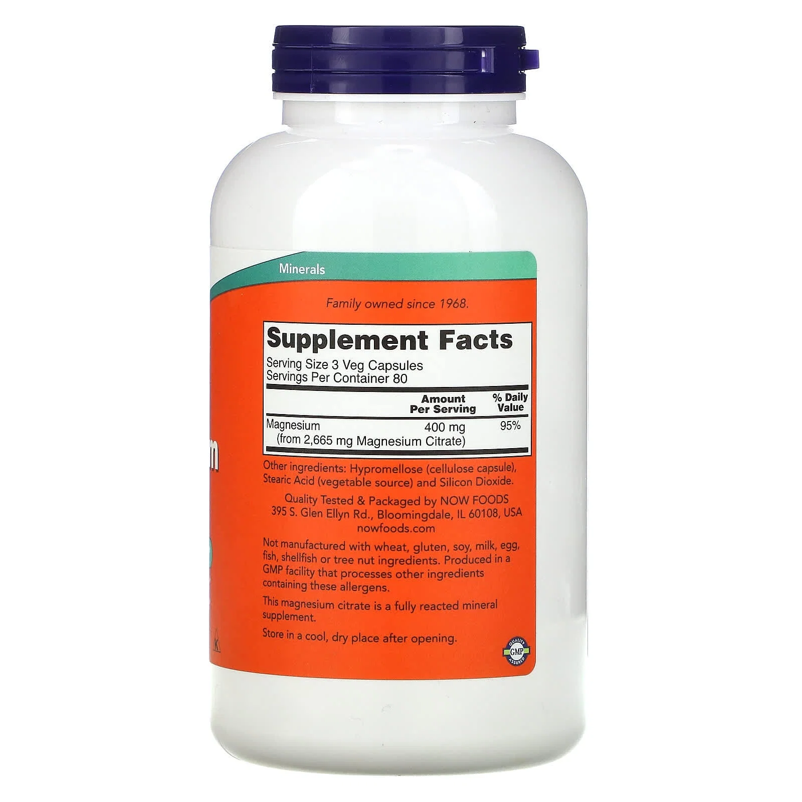Magnesium Citrate, 240 Veg Capsules (133 mg per Capsule) — NOW Foods