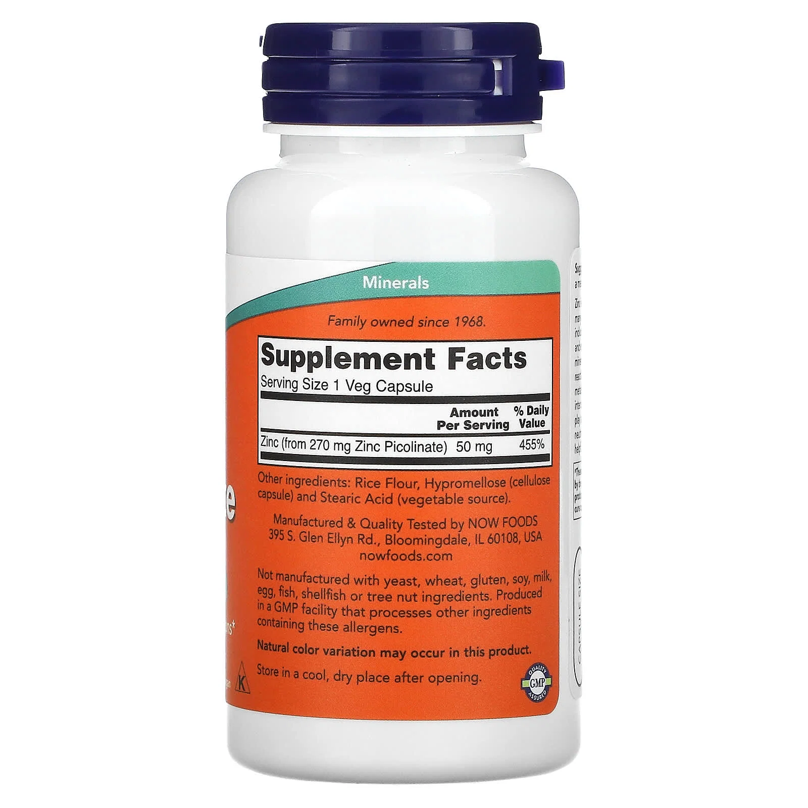 Zinc Picolinate, 50 mg, 120 Veg Capsules — NOW Foods