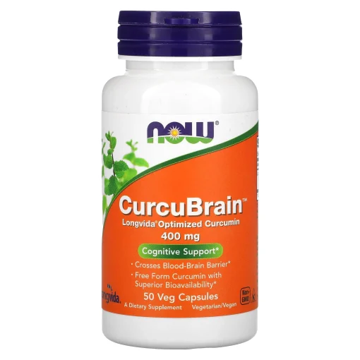 CurcuBrain, Cognitive Support, 400 mg, 50 Veg Capsules — NOW Foods