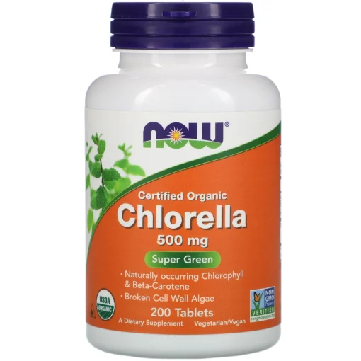 Certified Organic Chlorella, 500 mg, 200 Tablets — NOW Foods