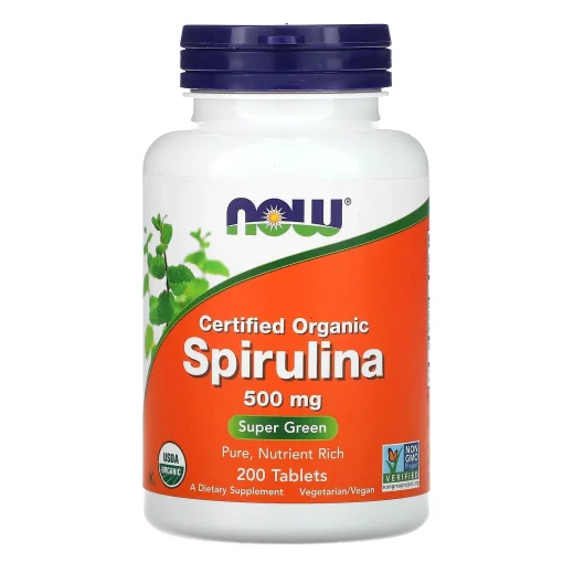 Certified Organic Spirulina, 500 mg, 200 Tablets — NOW Foods