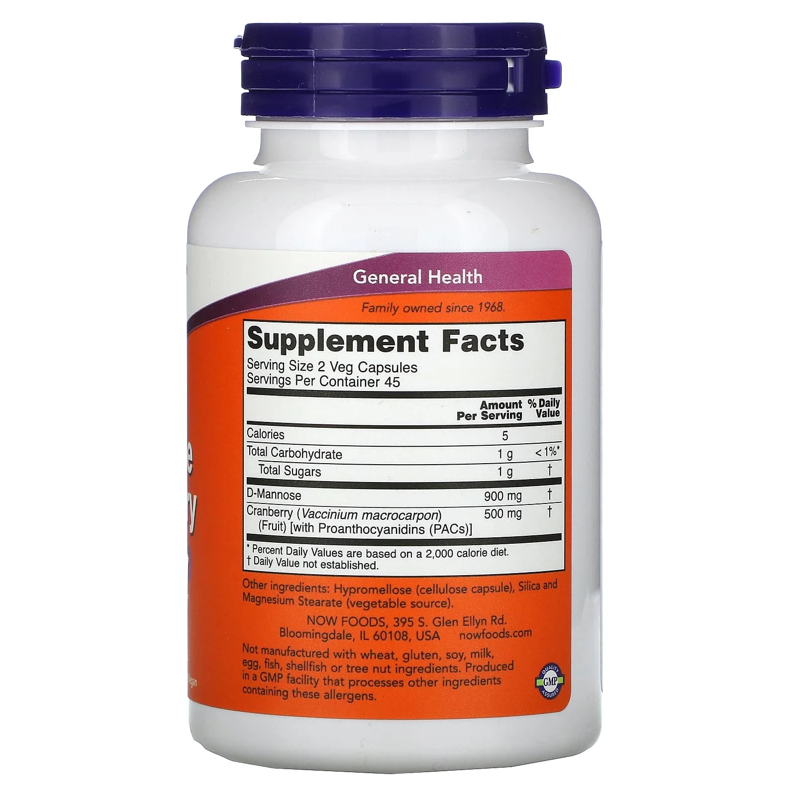 Mannose Cranberry, 90 Veg Capsules — NOW Foods