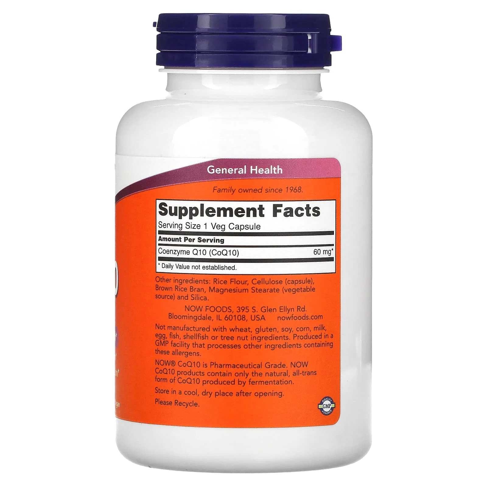 CoQ10, 60 mg, 180 Veg Capsules — NOW Foods