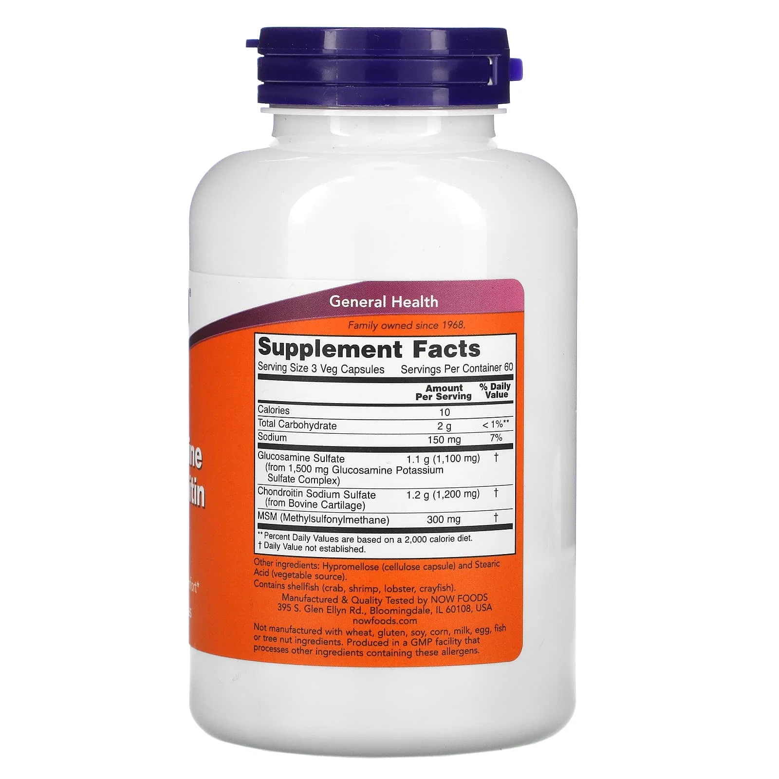 Glucosamine & Chondroitin with MSM, 180 Veg Capsules — NOW Foods