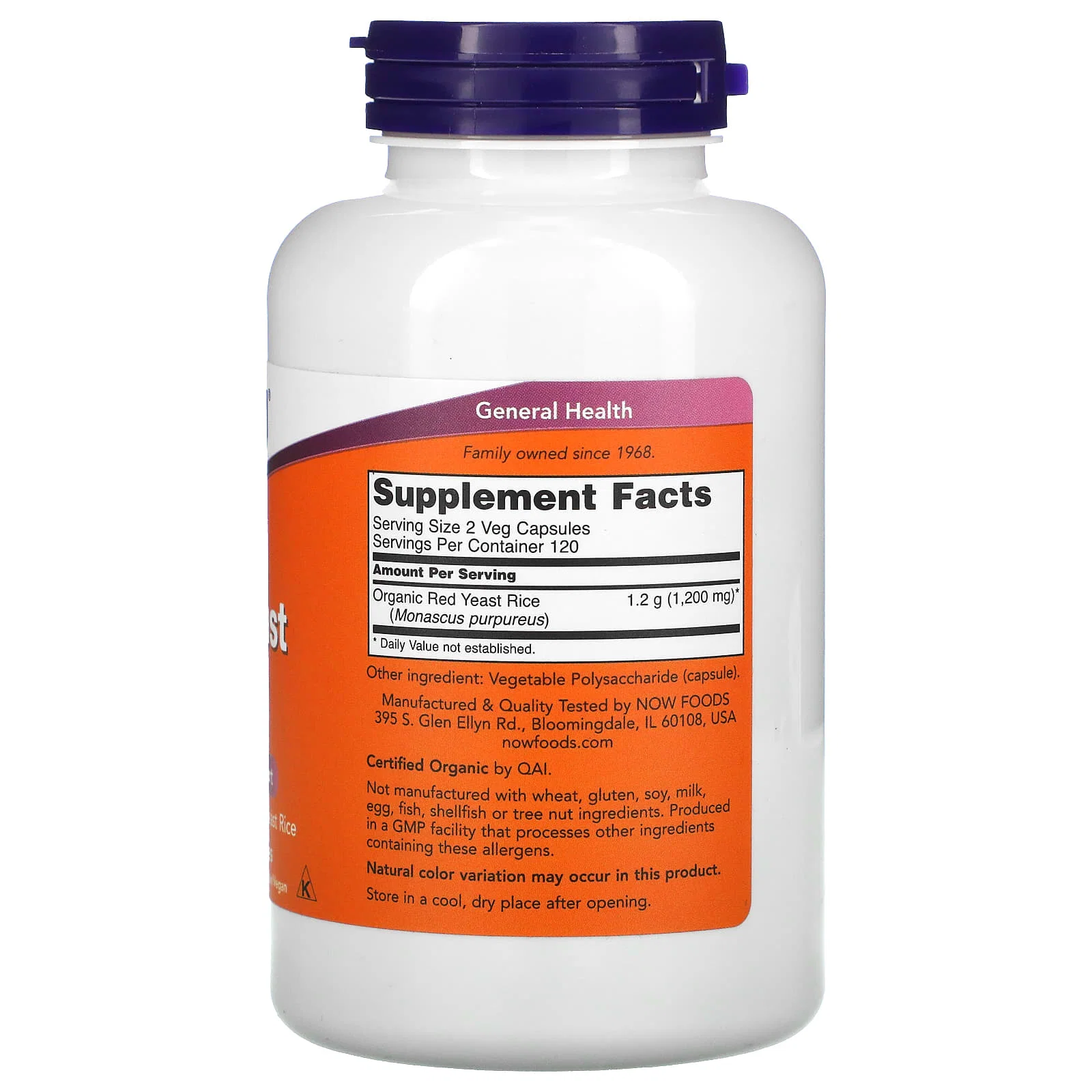 Red Yeast Rice, 600 mg, 240 Veg Capsules — NOW Foods