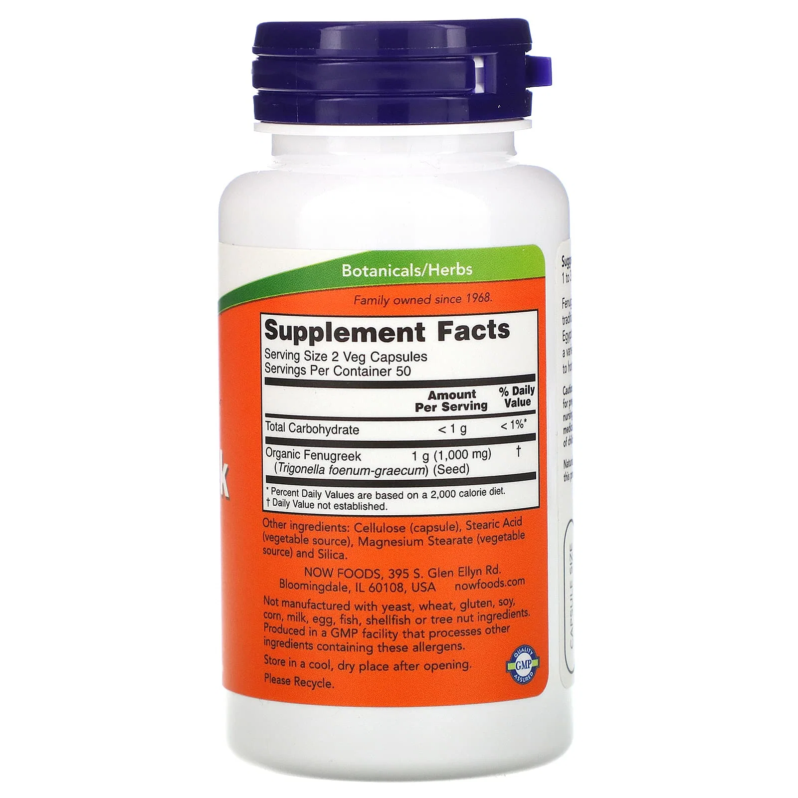 Fenugreek , 500 mg, 100 Veg Capsules — NOW Foods