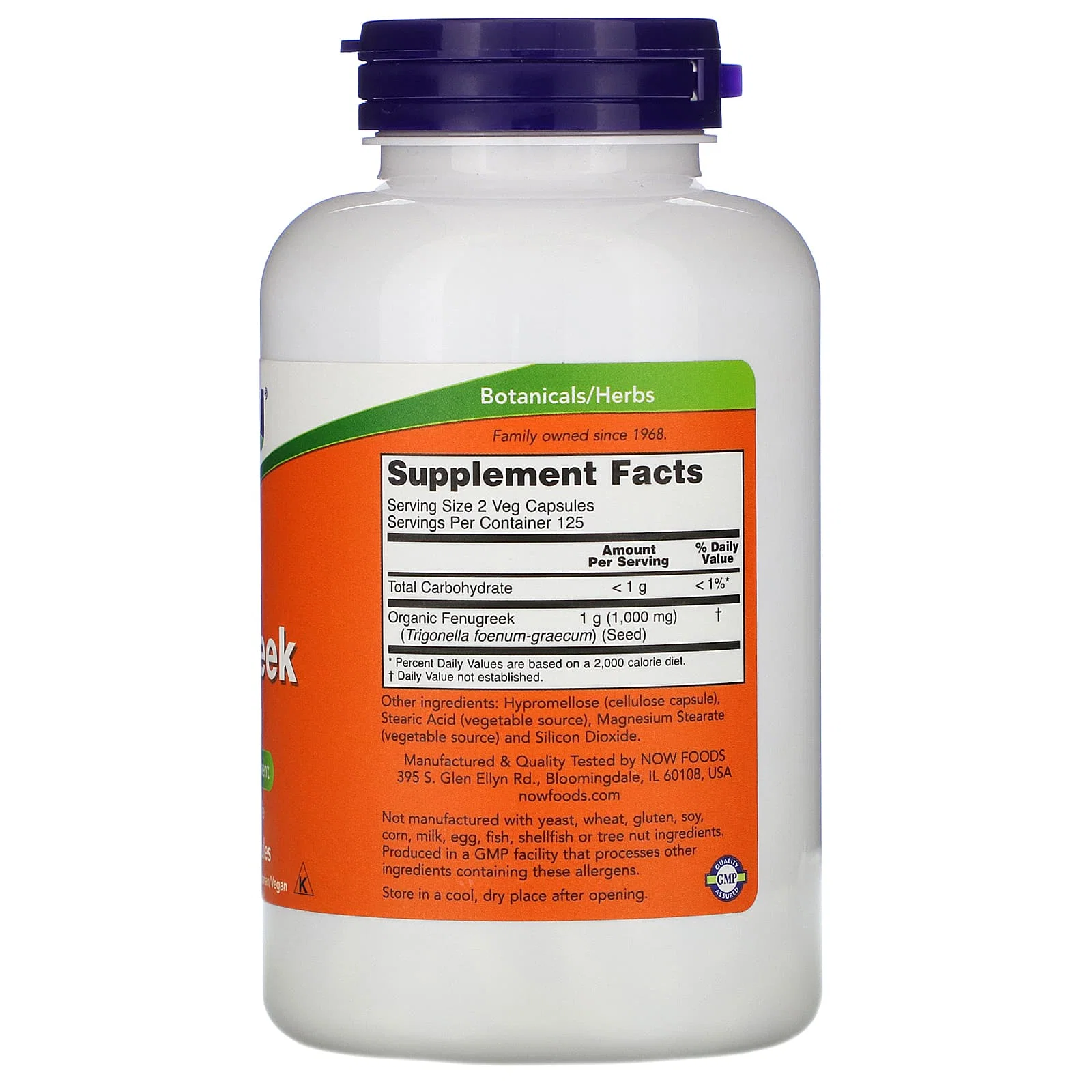 Fenugreek, 500 mg, 250 Veg Capsules — NOW Foods