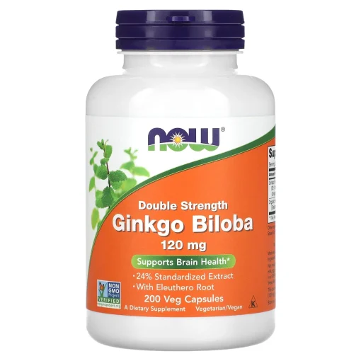 Ginkgo Biloba, Double Strength, 120 mg, 200 Veg Capsules — NOW Foods
