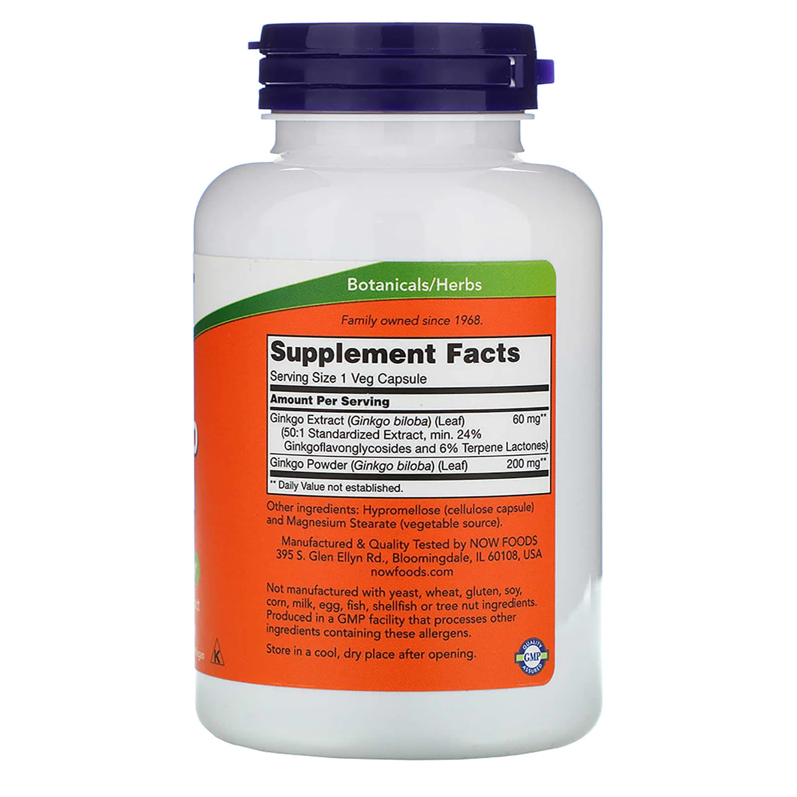 Ginkgo Biloba, 60 mg, 240 Veg Capsules — NOW Foods