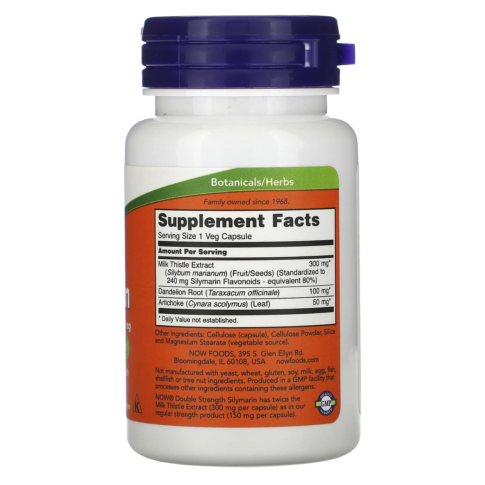 Milk Thistle, Double Strength, 300 mg, 50 Veg Capsules — NOW Foods