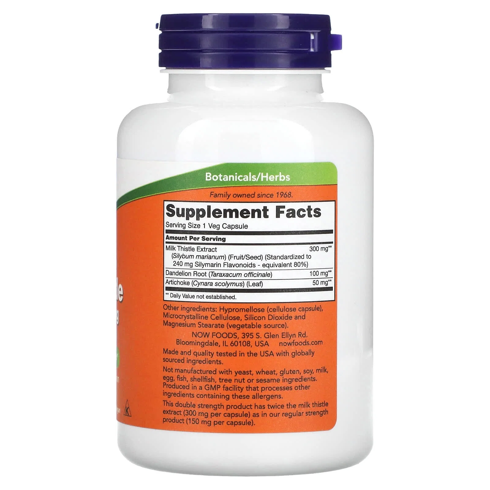 Milk Thistle Extract, Double Strength, 300 mg, 200 Veg Capsules — NOW Foods