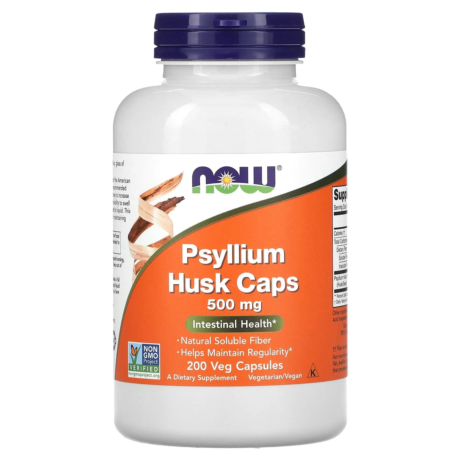 Psyllium Husk Caps, 500 mg, 200 Veg Capsules — NOW Foods