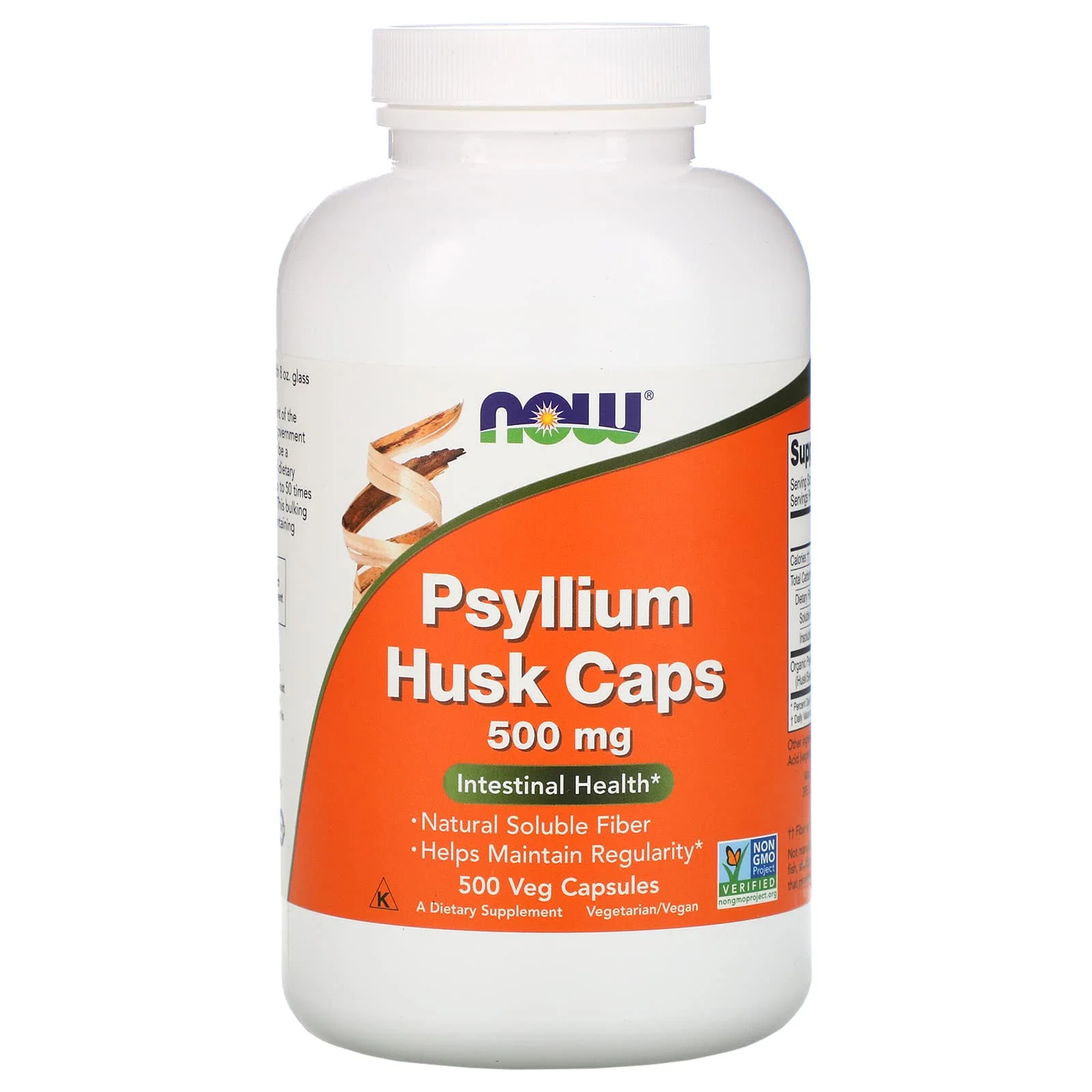 Psyllium Husk Caps, 500 mg, 500 Veg Capsules — NOW Foods
