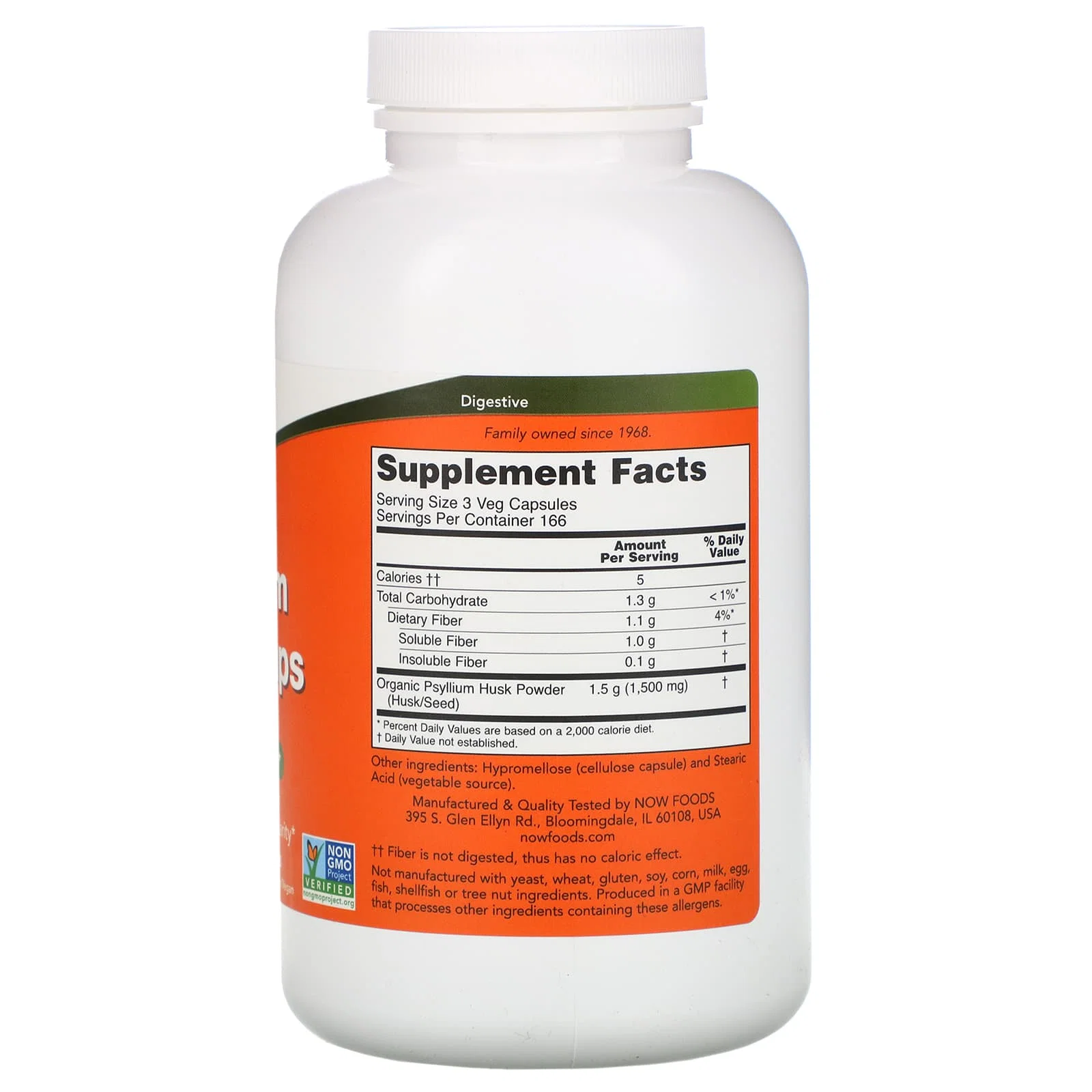 Psyllium Husk Caps, 500 mg, 500 Veg Capsules — NOW Foods