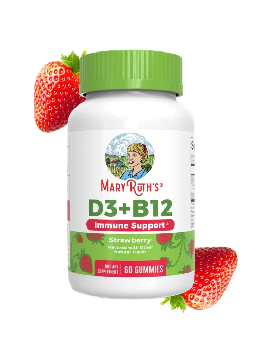 MaryRuth's, Organic D3 + B12 Gummies, Strawberry, 60 Gummies — MaryRuth's