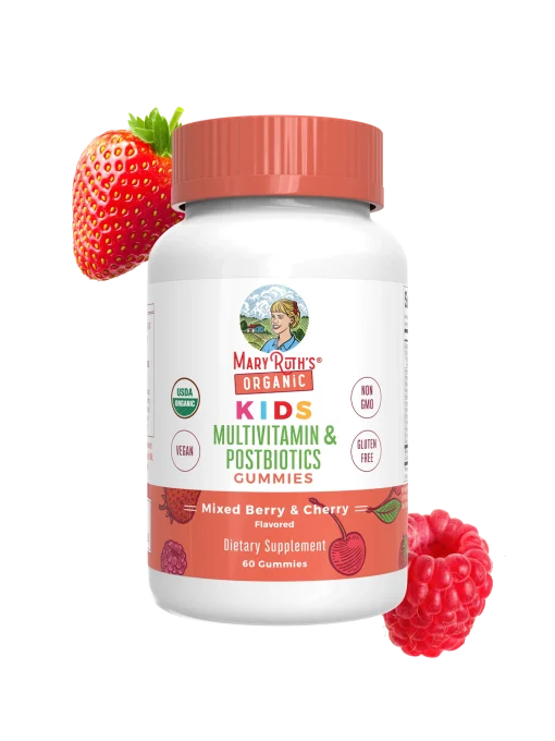 MaryRuth's, Organic Kids Multivitamin & Postbiotics Gummies, Mixed Berry & Cherry, 60 Gummies — MaryRuth's
